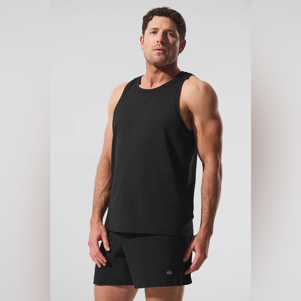 Alo Black Men's Conquer Tank Top Size Medium
